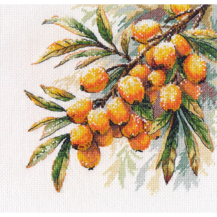 Kreuzstich-Set "Sanddorn-Zweig" 17×17 cm S1734