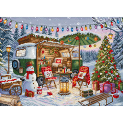 Cross stitch kit "Christmas Trailer" 42x30 cm SLETIL9990