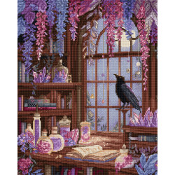 Cross stitch kit "Raven’s Library" 23x29 cm SLETIL9987