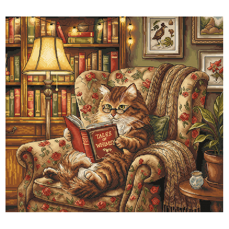 Cross stitch kit  "Reading Corner" 31.59 × 28.42 cm AVA-P111