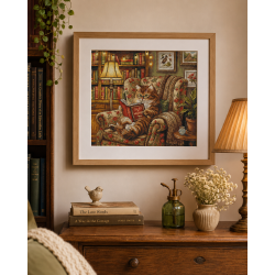 Cross stitch kit  "Reading Corner" 31.59 × 28.42 cm AVA-P111
