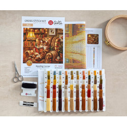 Cross stitch kit  "Reading Corner" 31.59 × 28.42 cm AVA-P111