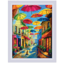 Cross stitch kit "Colorful Umbrellas" 30x40 cm SR2335