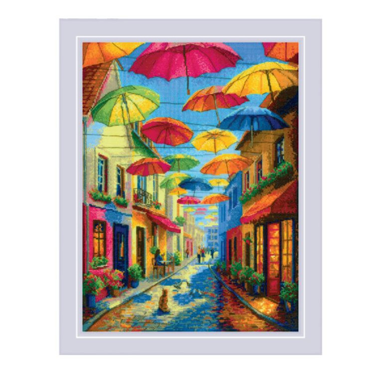 Cross stitch kit "Colorful Umbrellas" 30x40 cm SR2335