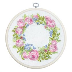 Cross Stitch Kit with Hoop Included "Summer Wreath" 11 x 11 cm SBC112
