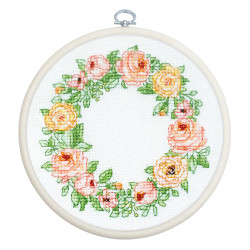 Cross Stitch Kit with Hoop Included "The Elegance of Roses" 11 x 11 cm SBC111