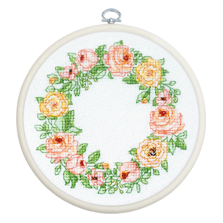 Cross Stitch Kit with Hoop Included "The Elegance of Roses" 11 x 11 cm SBC111