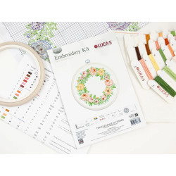 Cross Stitch Kit with Hoop Included "The Elegance of Roses" 11 x 11 cm SBC111