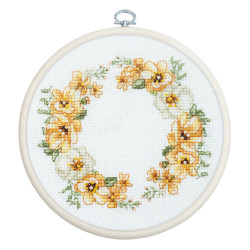 Cross Stitch Kit with Hoop Included "Floral Rhythm" 11 x 10 cm SBC110