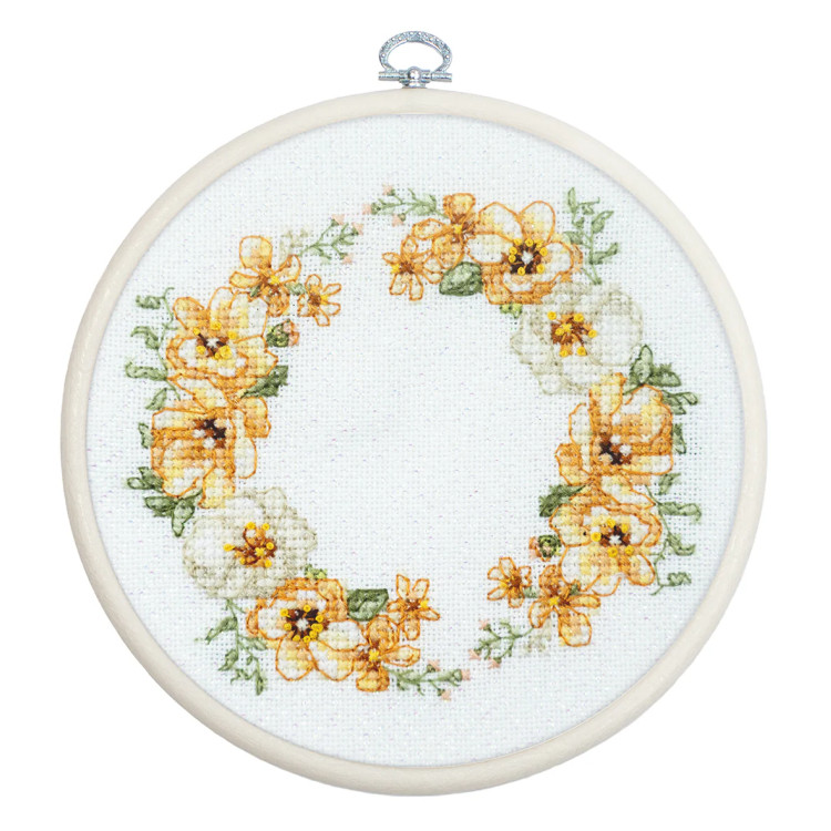 Cross Stitch Kit with Hoop Included "Floral Rhythm" 11 x 10 cm SBC110