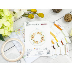 Cross Stitch Kit with Hoop Included "Floral Rhythm" 11 x 10 cm SBC110