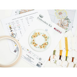 Cross Stitch Kit with Hoop Included "Floral Rhythm" 11 x 10 cm SBC110