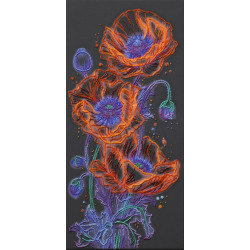 Main Bead Embroidery Kit "Neon poppies" 26 x 53 cm AAB-982