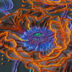 Main Bead Embroidery Kit "Neon poppies" 26 x 53 cm AAB-982