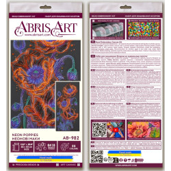 Main Bead Embroidery Kit "Neon poppies" 26 x 53 cm AAB-982