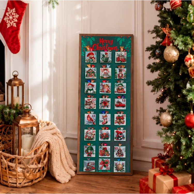 Main Bead Embroidery Kit "Christmas Advent calendar" 30 x 85 cm AAB-978