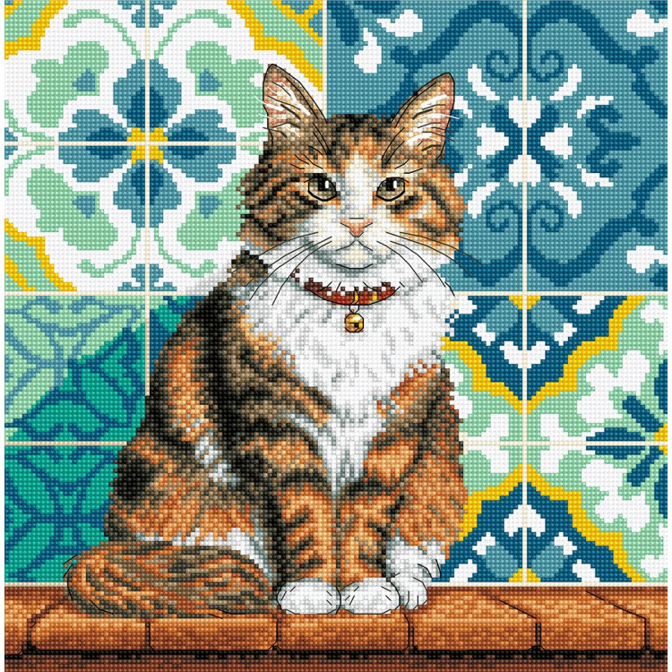 Cross stitch kit "Cat in the Yard" 23.18 × 23.50 cm AVA-P080