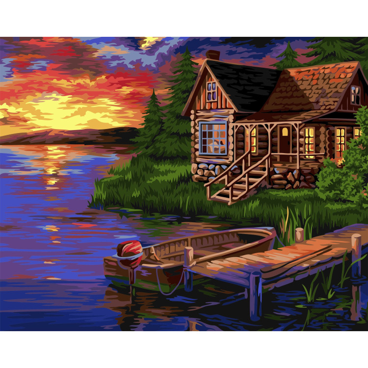 Wizardi Painting by Numbers Kit Evening Harbour 40x50 cm A090