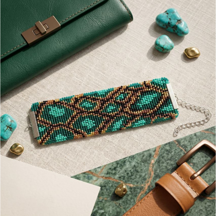 Main Bead Embroidery Kit Collar “Serpentarium” 15 х 4.7 cm AADB-013