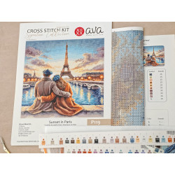Cross stitch kit "Sunset in Paris" 28.57 × 28.57 cm AVA-P119
