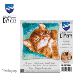 Latch hook cushion kit "Cat purring" 40 x 40 cm PN/0189644