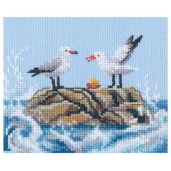 Cross-stitch kit "Seagulls on rock" 12,5 x 11 cm RTOM1106