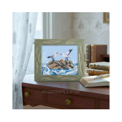 Cross-stitch kit "Seagulls on rock" 12,5 x 11 cm RTOM1106