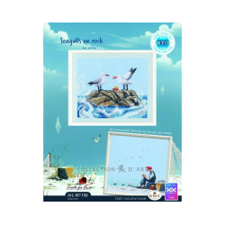 Cross-stitch kit "Seagulls on rock" 12,5 x 11 cm RTOM1106