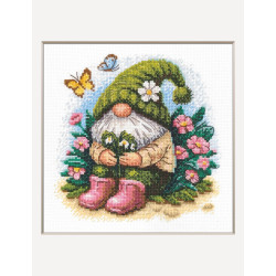 Cross stitch kit "Blossom Gnome" 20x20 cm SRA1042