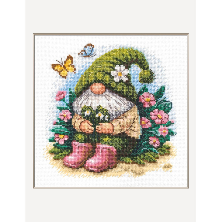 Cross stitch kit "Blossom Gnome" 20x20 cm SRA1042