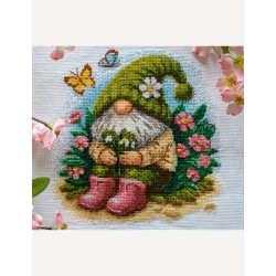 Cross stitch kit "Blossom Gnome" 20x20 cm SRA1042
