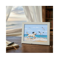 Cross-stitch kits "Dog running on beach" 13x8,5 cm RTOM1108