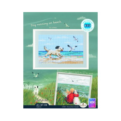 Cross-stitch kits "Dog running on beach" 13x8,5 cm RTOM1108
