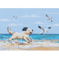 Cross-stitch kits "Dog running on beach" 13x8,5 cm RTOM1108