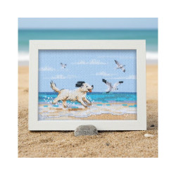 Cross-stitch kits "Dog running on beach" 13x8,5 cm RTOM1108