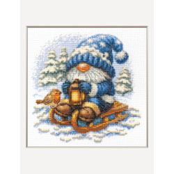 Cross stitch kit "Snowy Gnome" 20x20 cm SRA1045