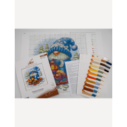 Cross stitch kit "Snowy Gnome" 20x20 cm SRA1045