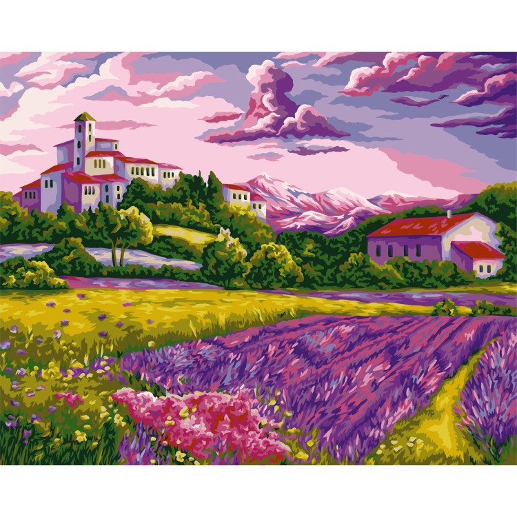 Wizardi Painting by Numbers Kit Warm Evening in Provence 40x50 cm A094