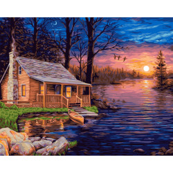 Wizardi Painting by Numbers Kit Fisherman's Hut 40x50 cm A096