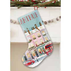 Cross stitch kit "London Winter Charm Stocking" 23x30 cm L10-004