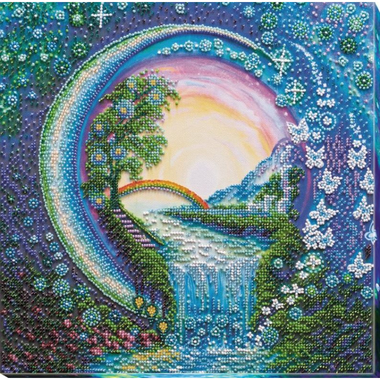 Rinkinys siuvinėjimui karoliukais ant meno drobės "Kristalinė purškimo musė" 30 x 30 cm AAB-658
