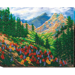 Bead Embroidery Kit on Art Canvas "Mountain landscape" 37 х 30 cm AAB-561