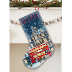 Siuvinėjimo kryželiu rinkinys "London Christmas Bus Stocking" 25 x 37 cm L10-003