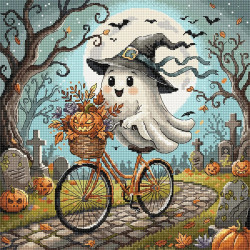 Cross stitch kit  "Ghost on a Bicycle" AVA-P180