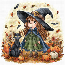 Cross stitch kit  "Little Autumn Witch" AVA-P131