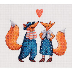 Cross stitch kit KLART "A pair of foxes" 18.5 x 16 cm KL8-539