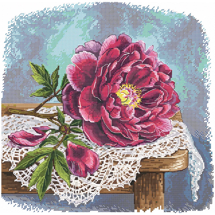 Cross stitch kit "Velvet Peony" 25 х 24 cm SANB-32