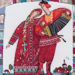 Cross stitch kit "Play, Accordion" 25×25 cm S1749