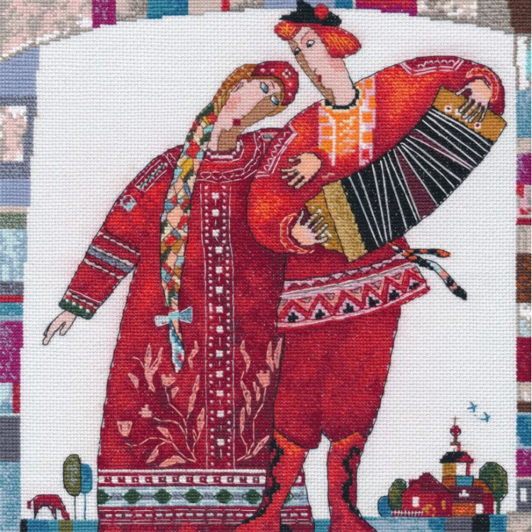 Cross stitch kit "Play, Accordion" 25×25 cm S1749