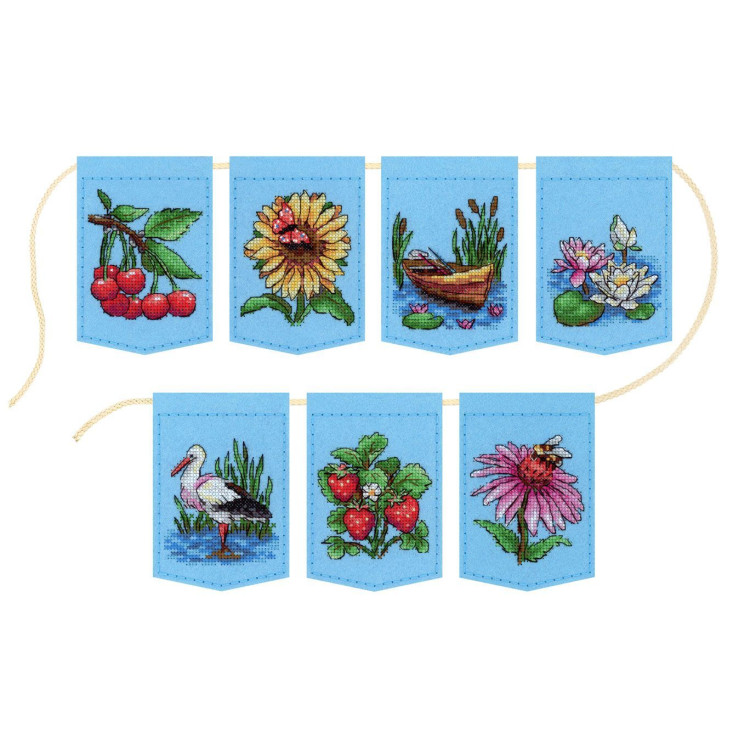 Cross stitch kit "Summer garland (7 flags)" 11 x 8 cm ST-1211